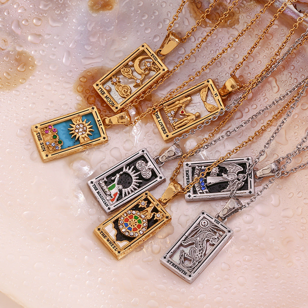 ASTRA Arcana tarot card necklace with a symbolic card pendant