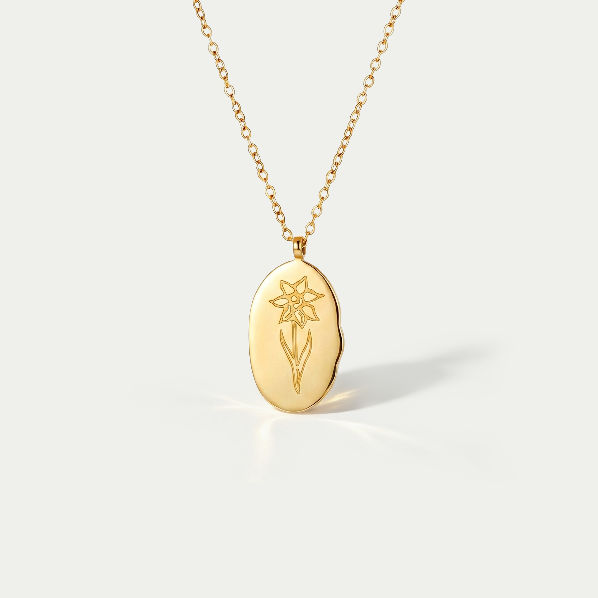The Fleur Molten Disc Necklace | 18K Gold Plated Birth Month Flower Piece