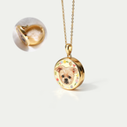 Custom Pet Portrait Locket Necklace | Personalized Moon & Stars Memorial Keepsake Jewelry for Pet Fur or Photo