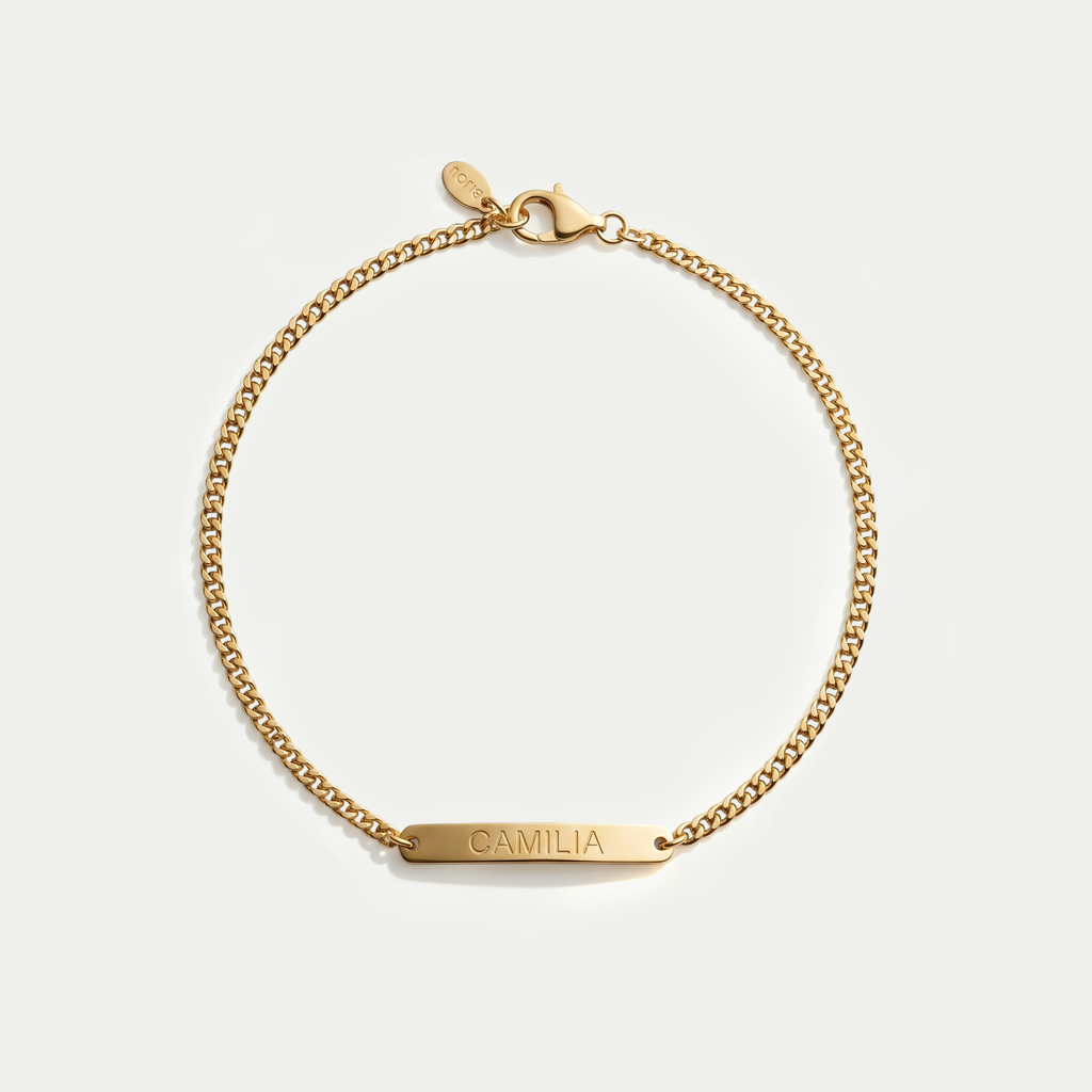 The Linear Custom Bar Bracelet | 18K Gold Plated Minimalist Engraved Piece