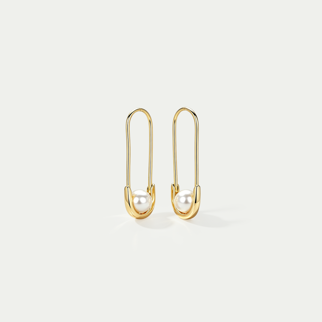 The Rebel Pearl Safety Pin Hoops