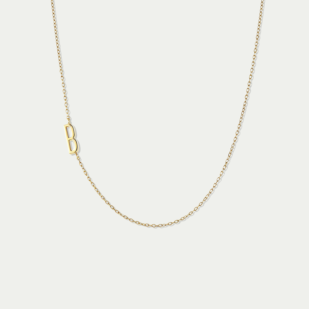The Aura Sideways Initial Necklace | 18K Gold Plated Asymmetric Capital Letter Choker