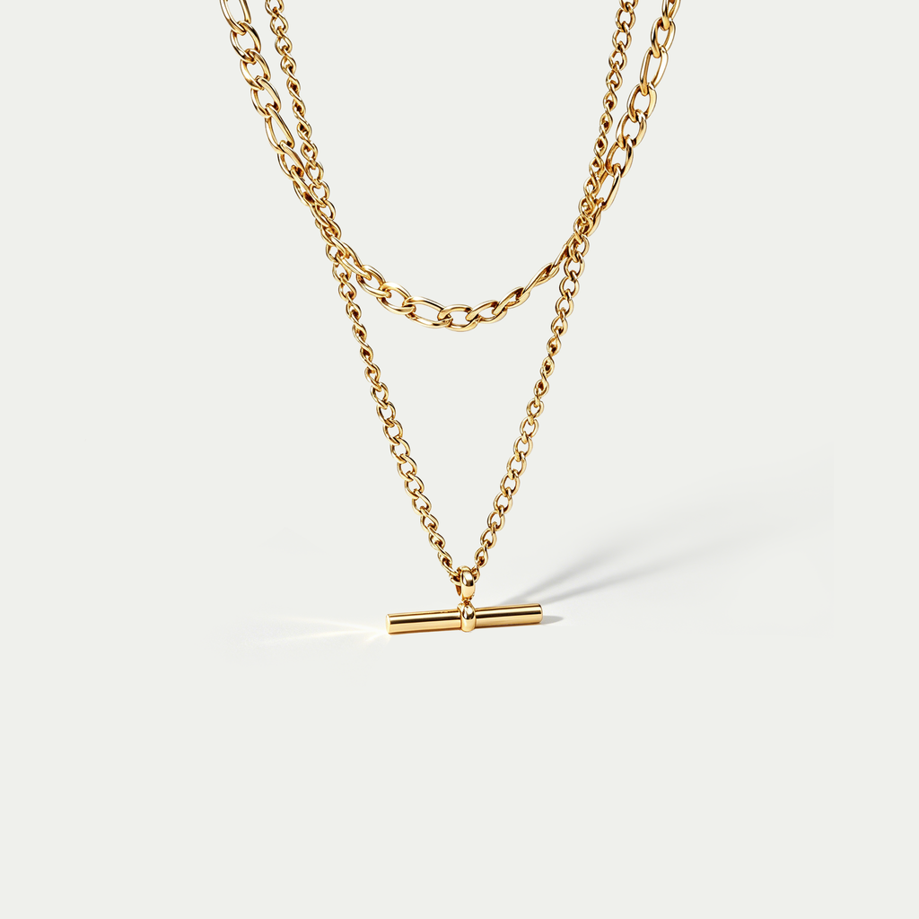 The Zenith Toggle & Curb Chain Set | 18K Gold Plated Starburst Jewelry Combo