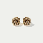 The Amber Radiant Square Studs | S925 Sterling Silver Smoky Zircon Piece