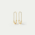 The Rebel Pearl Safety Pin Hoops | 18K Gold Plated Freshwater Pearl Earring