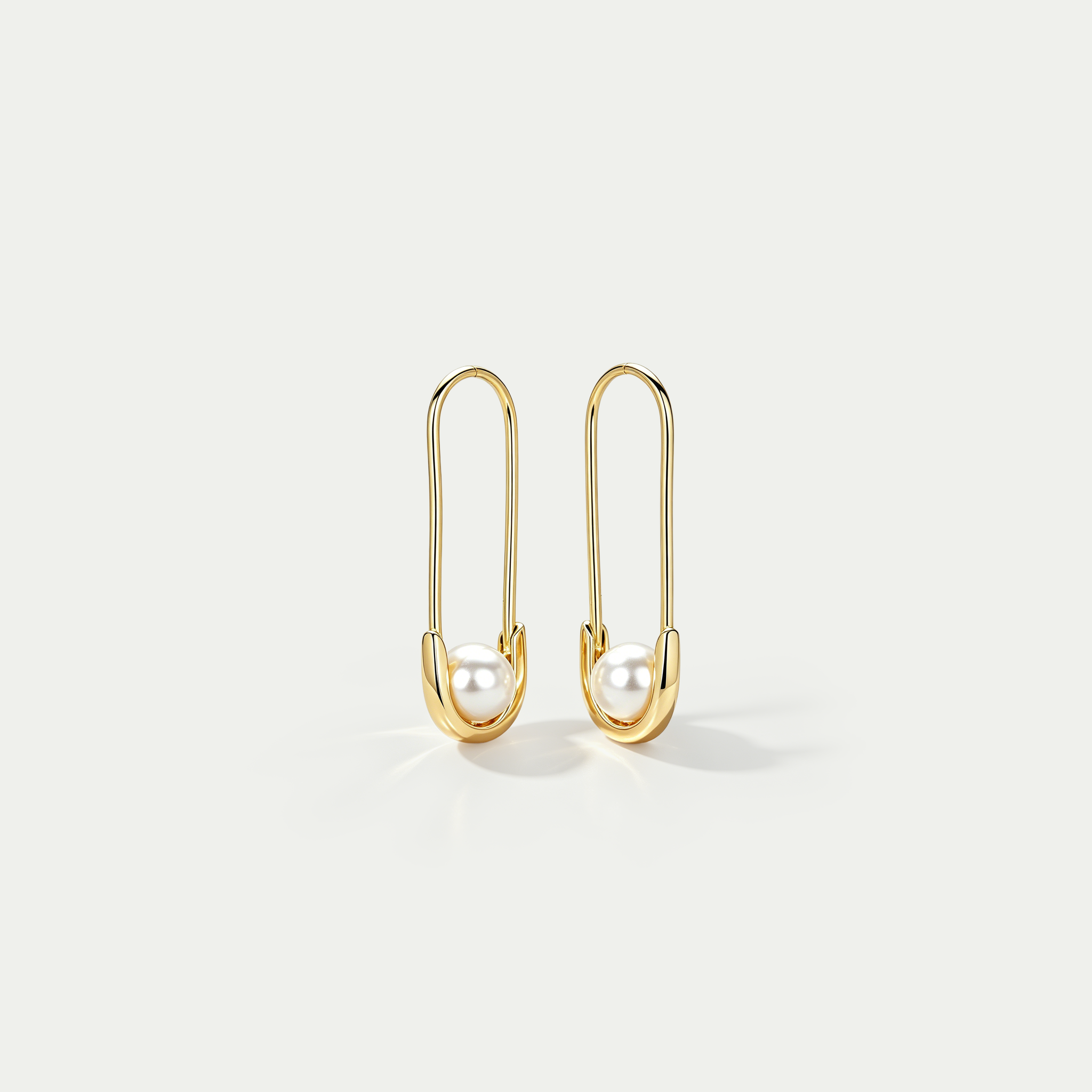 The Rebel Pearl Safety Pin Hoops | 18K Gold Plated Freshwater Pearl Earring