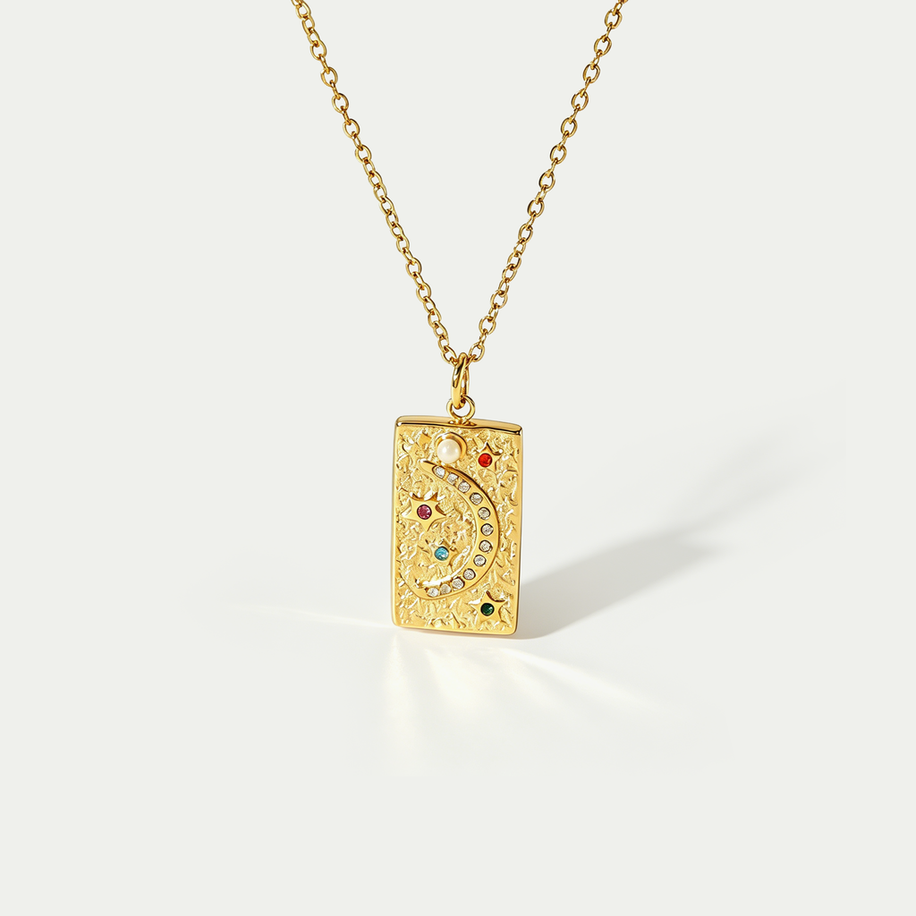 The Selene & Stella Celestial Necklace | 18K Gold Plated Colorful Cosmic Piece