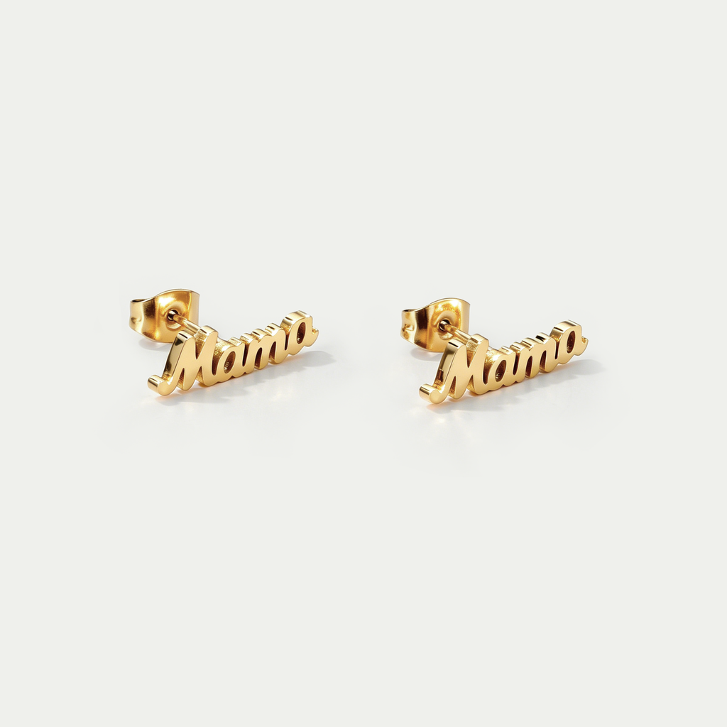 The Whisper Script Name Earrings | 18K Gold Plated Bespoke Typo Studs