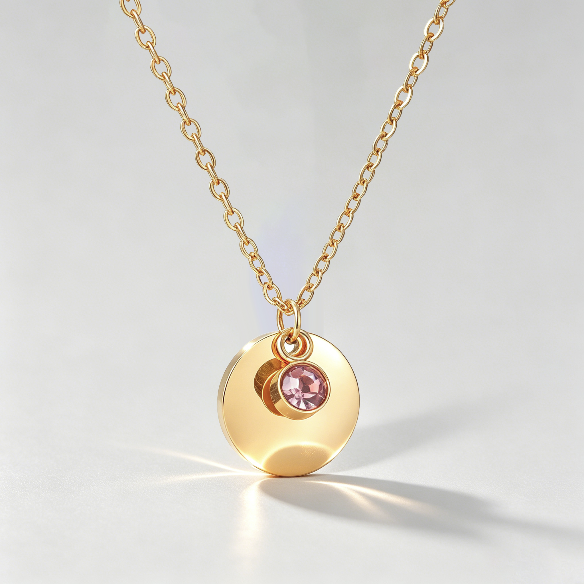 The Aura Birthstone & Disc Necklace | 18K Gold Plated Personalized Gift