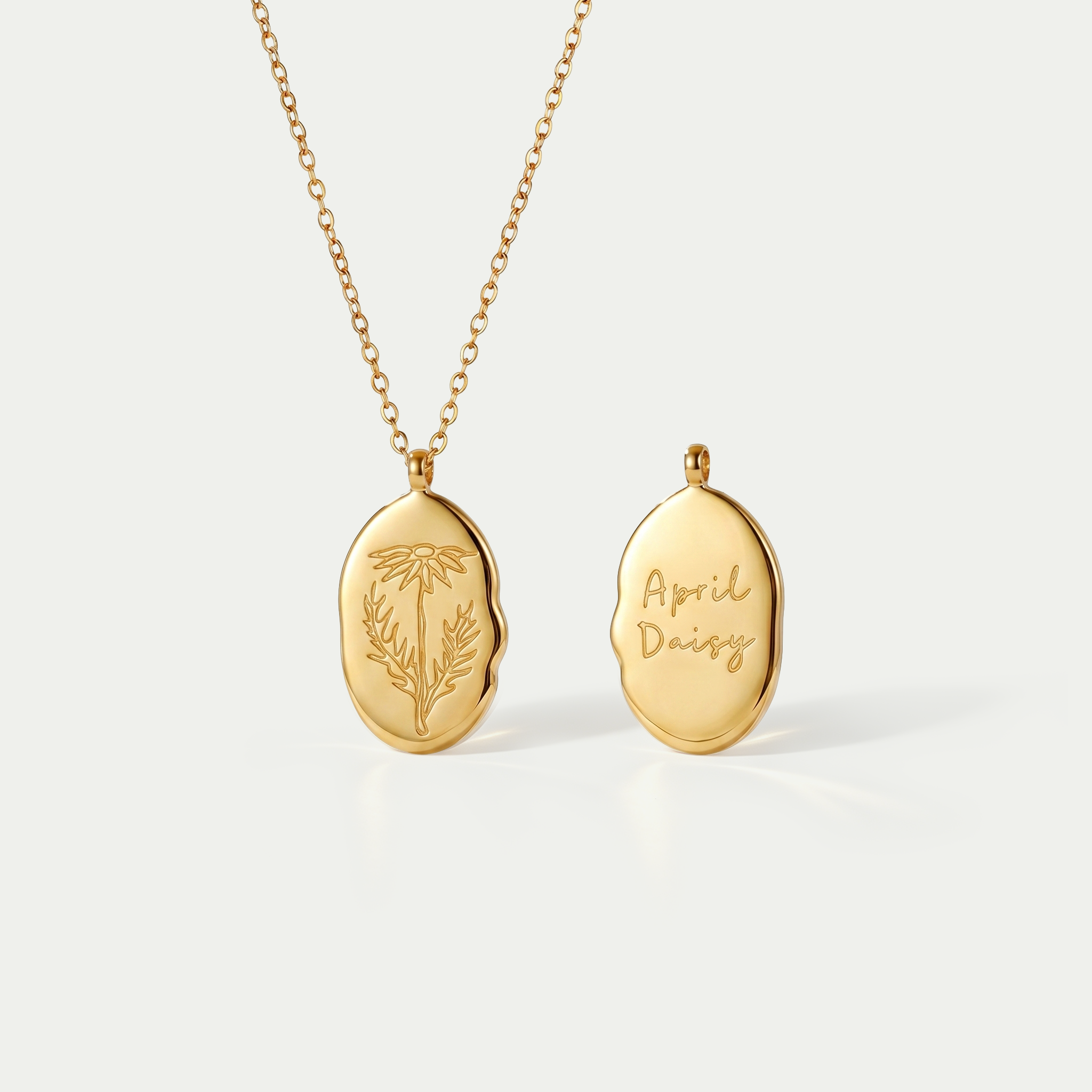 The Fleur Molten Disc Necklace | 18K Gold Plated Birth Month Flower Piece