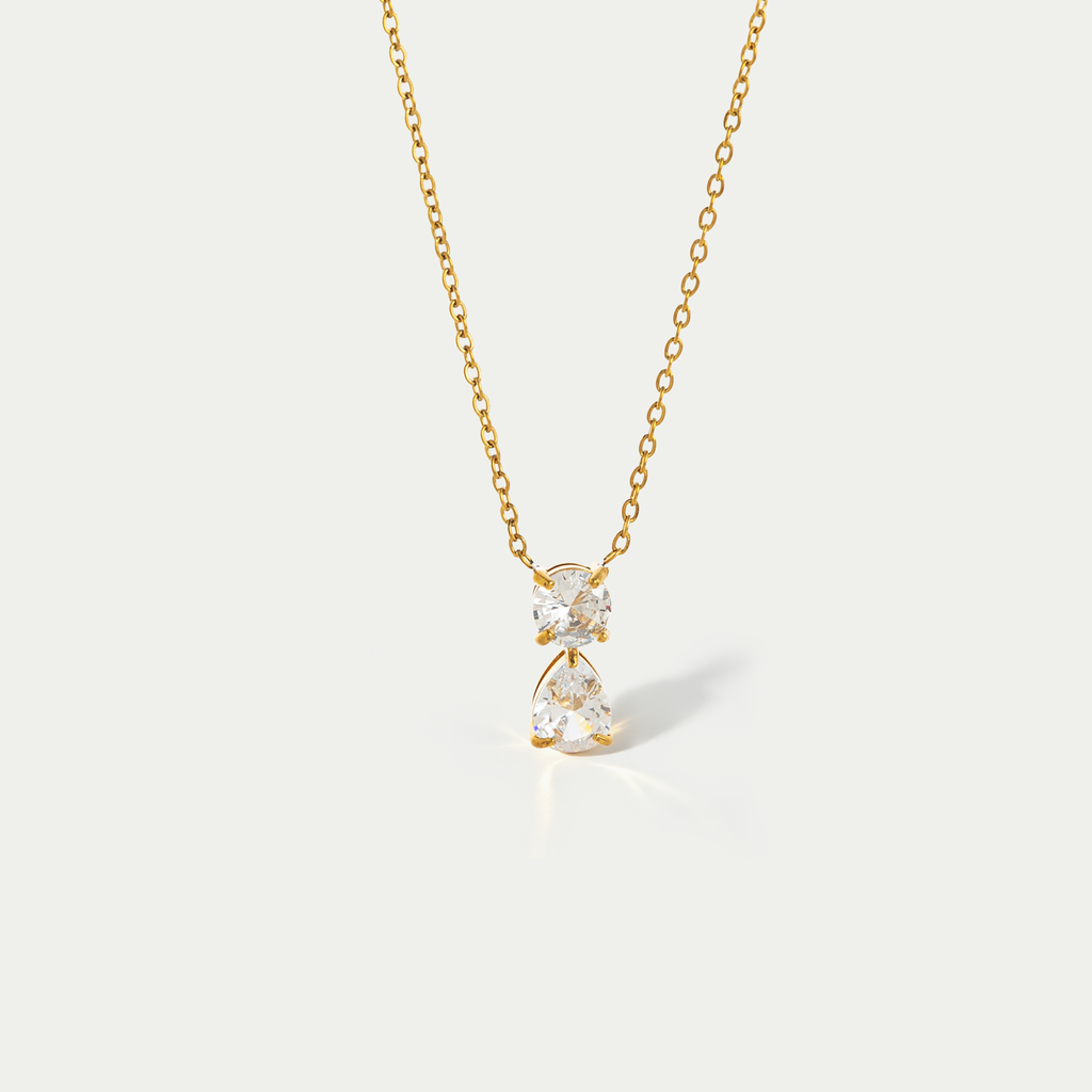 The Aura Birthstone Drop Necklace | 18K Gold Plated Bold Bezel Piece