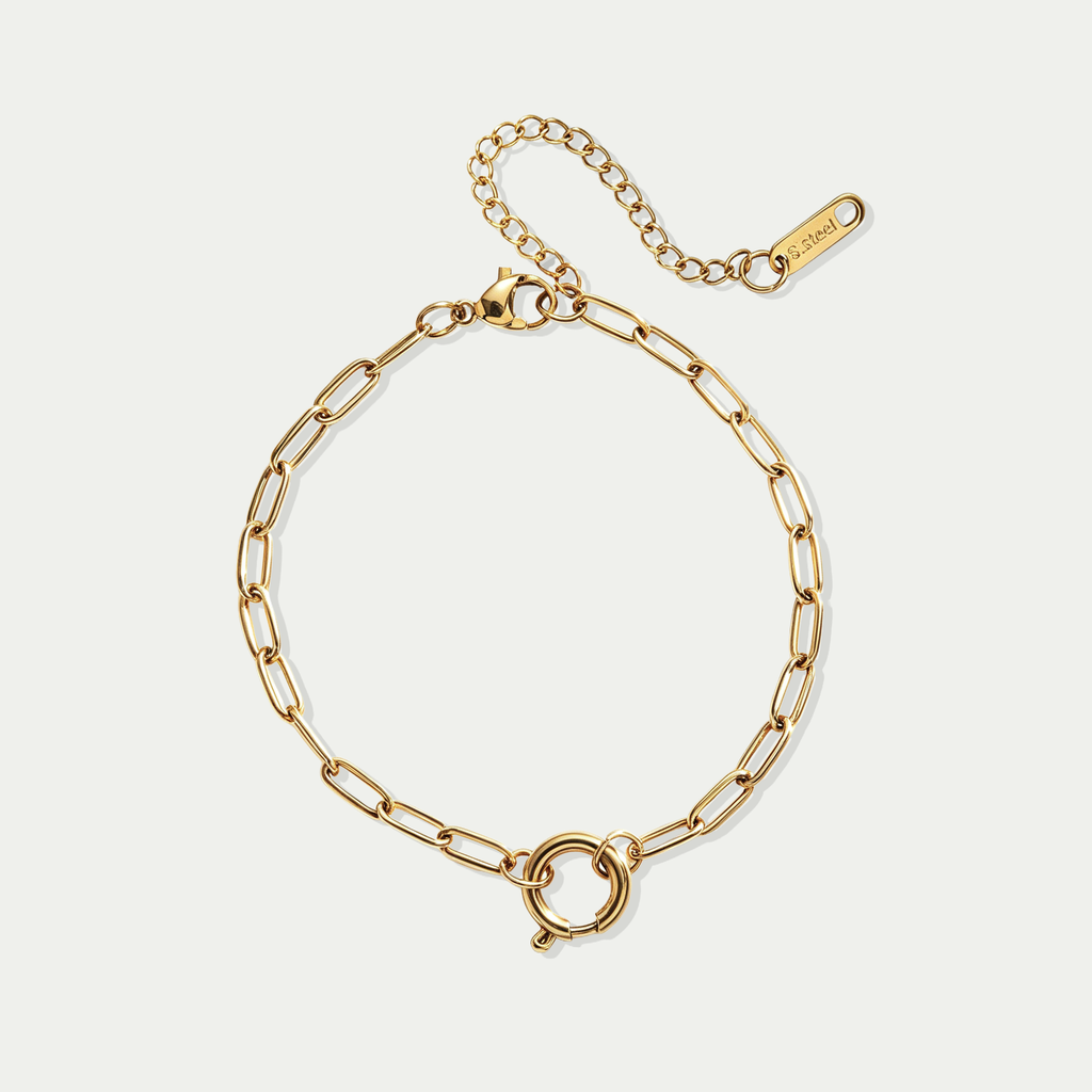 Astar Aura Spring Clasp Paperclip Chain Bracelet | 18K Gold Plated Waterproof DIY Charm Holder Jewelry