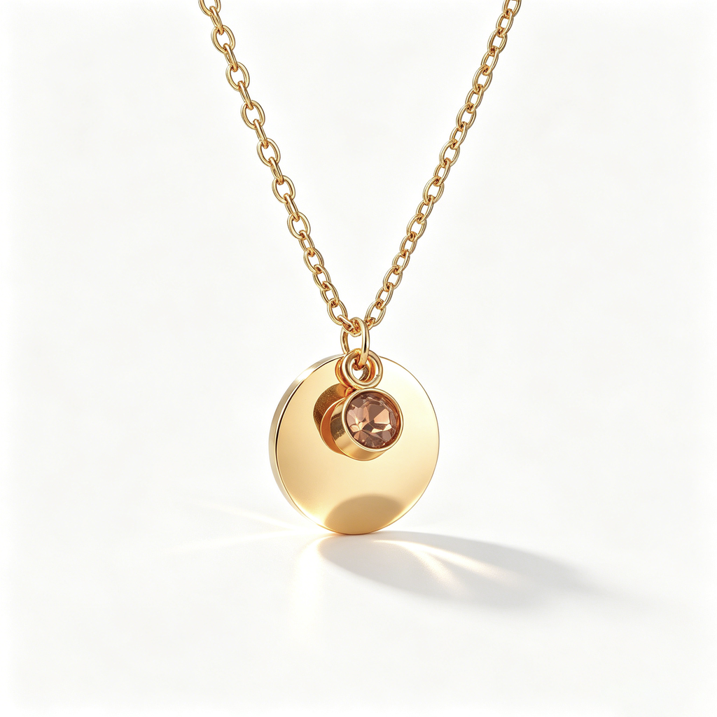 The Aura Birthstone & Disc Necklace | 18K Gold Plated Personalized Gift