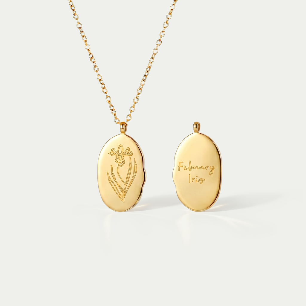 The Fleur Molten Disc Necklace | 18K Gold Plated Birth Month Flower Piece