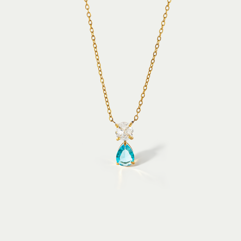 The Aura Birthstone Drop Necklace | 18K Gold Plated Bold Bezel Piece
