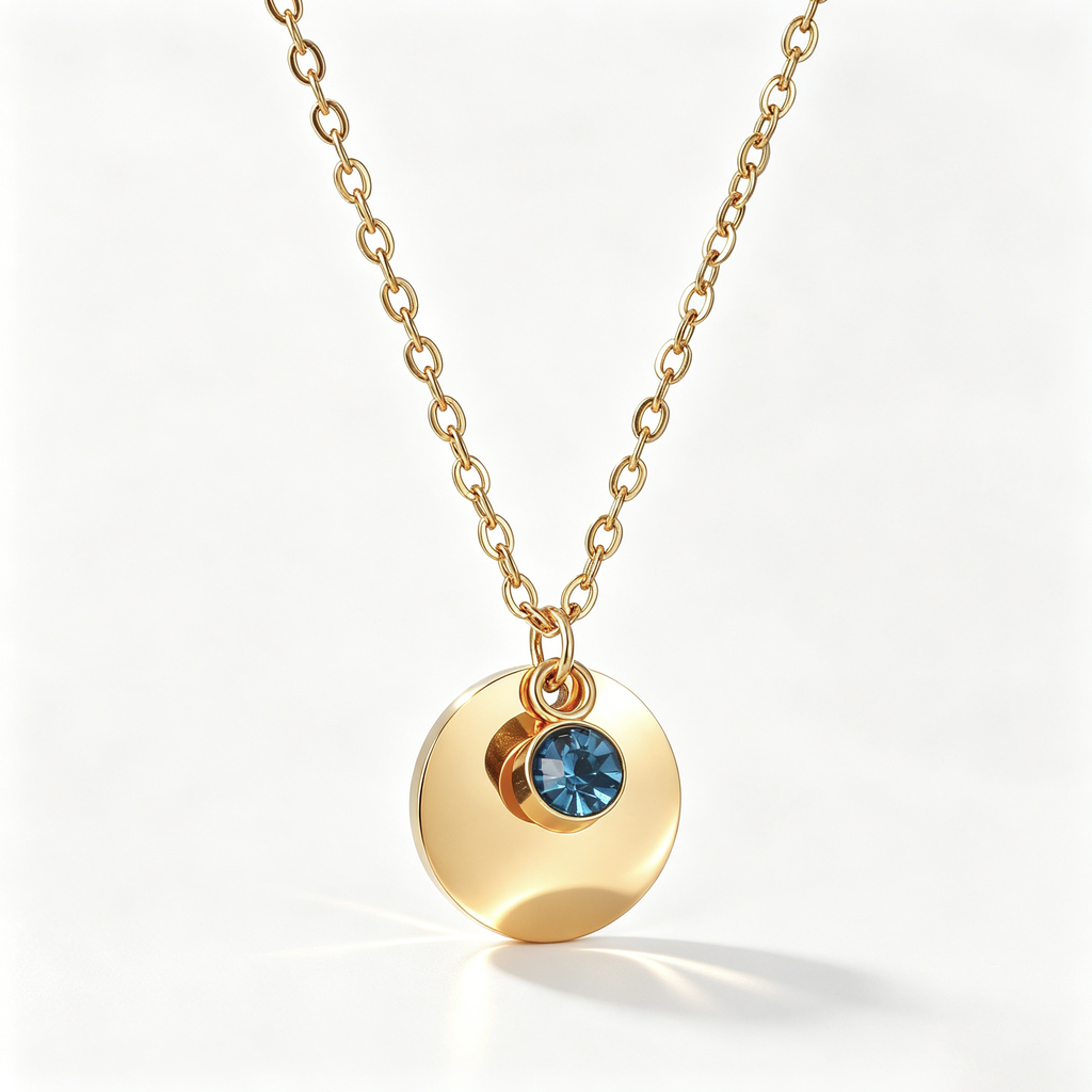 The Aura Birthstone & Disc Necklace | 18K Gold Plated Personalized Gift