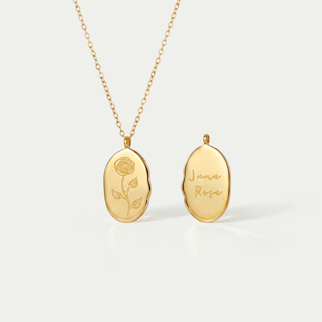 The Fleur Molten Disc Necklace | 18K Gold Plated Birth Month Flower Piece