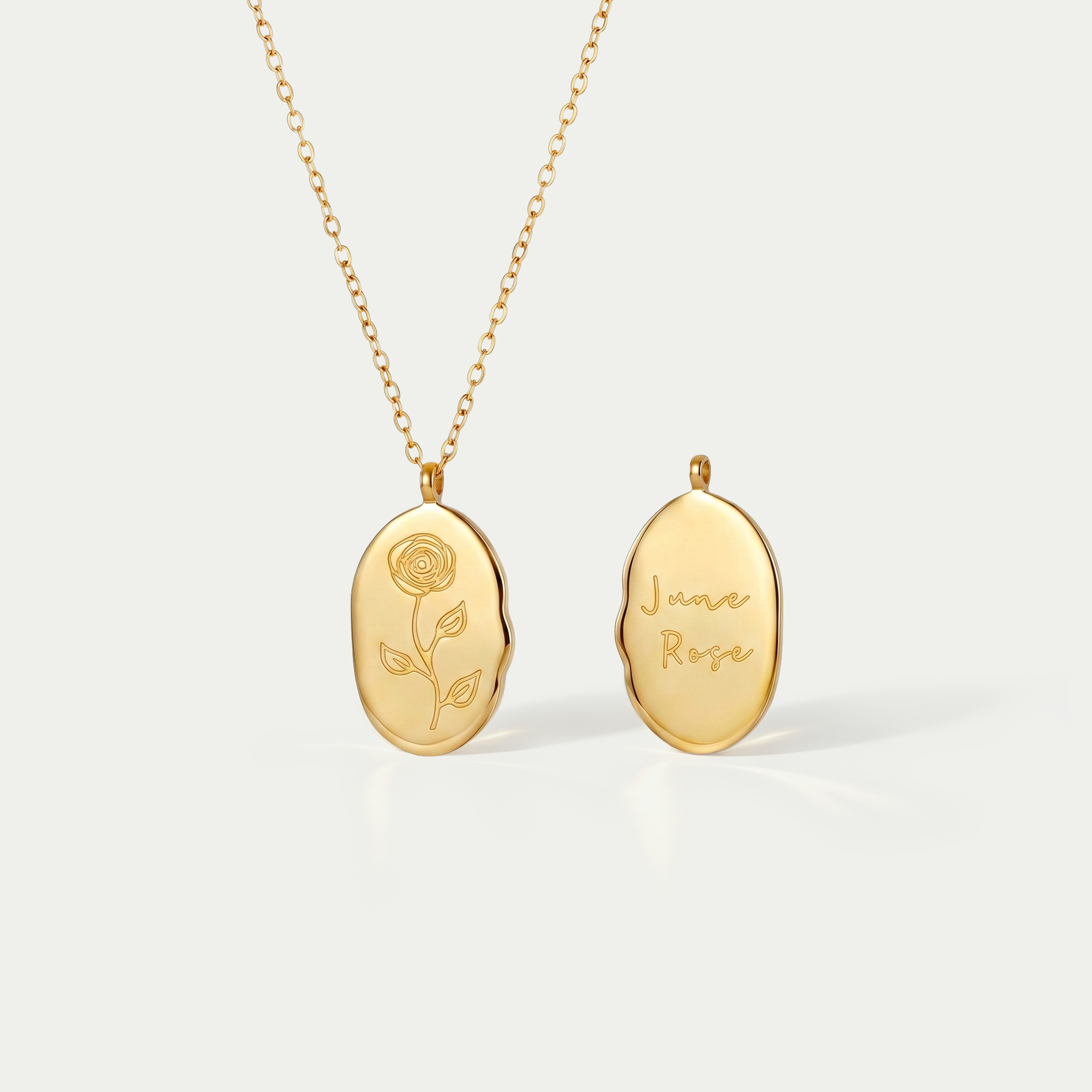 The Fleur Molten Disc Necklace | 18K Gold Plated Birth Month Flower Piece