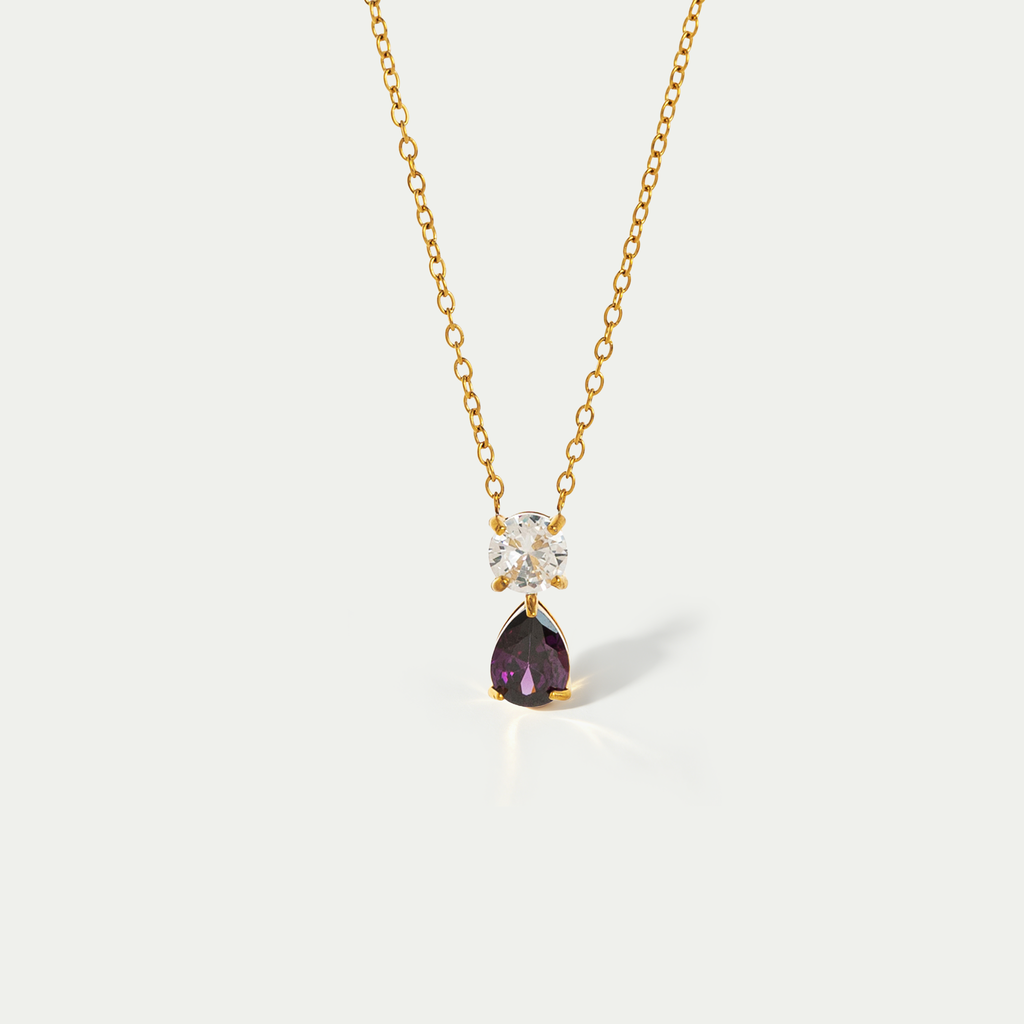 The Aura Birthstone Drop Necklace | 18K Gold Plated Bold Bezel Piece