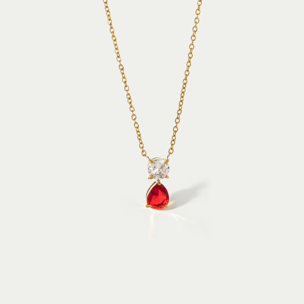 The Aura Birthstone Drop Necklace | 18K Gold Plated Bold Bezel Piece