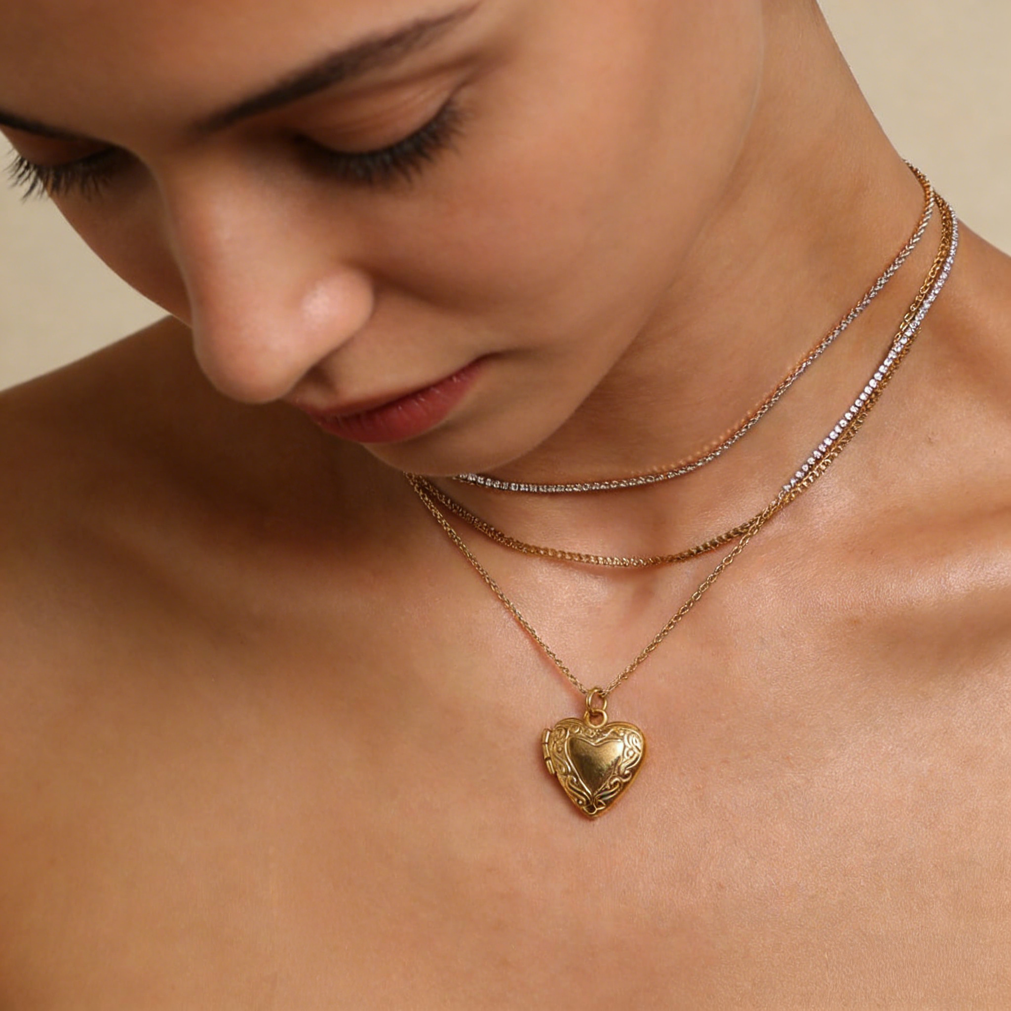 The Sanctuary Photo Locket | 18K Gold Plated Embossed Heart Necklace