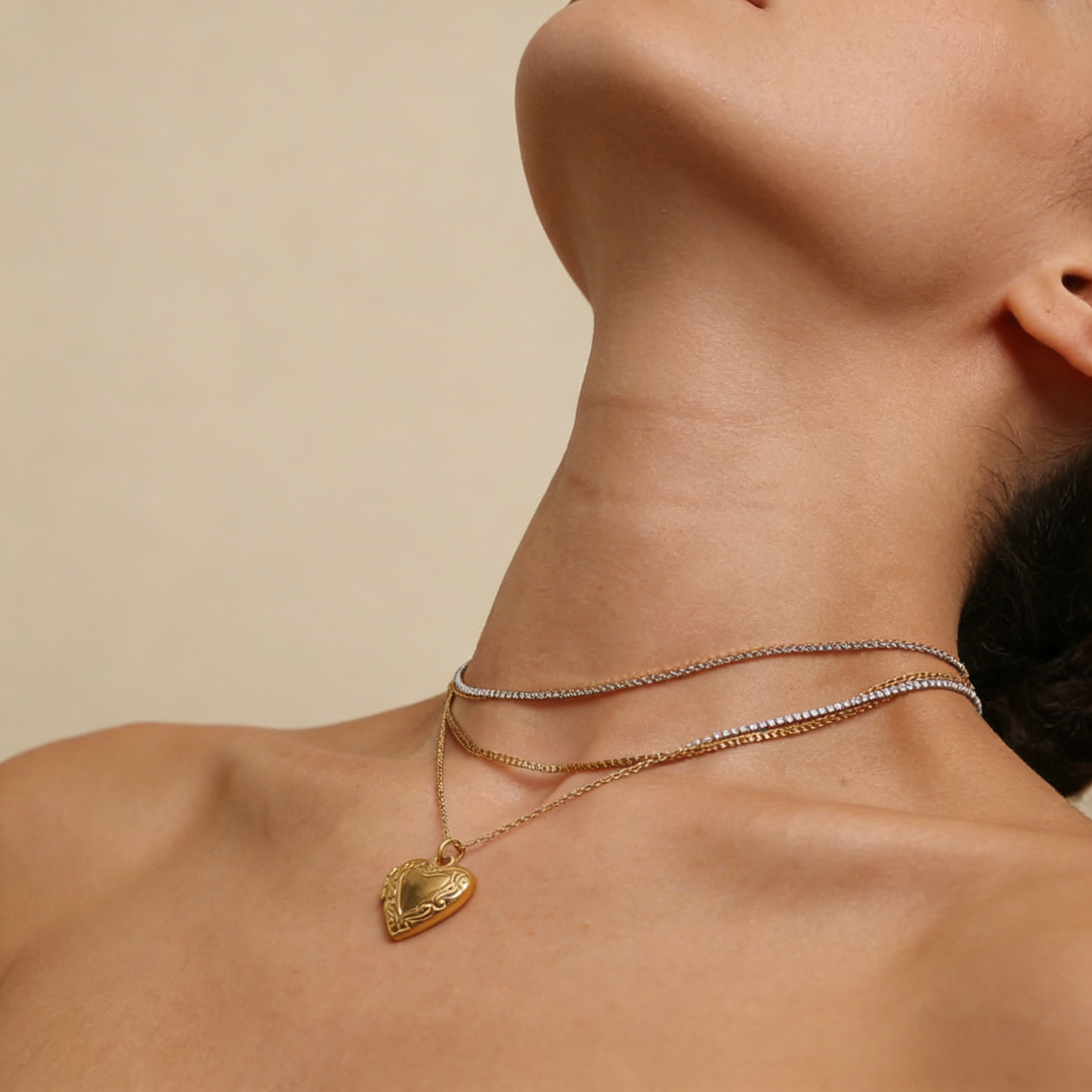 The Sanctuary Photo Locket | 18K Gold Plated Embossed Heart Necklace