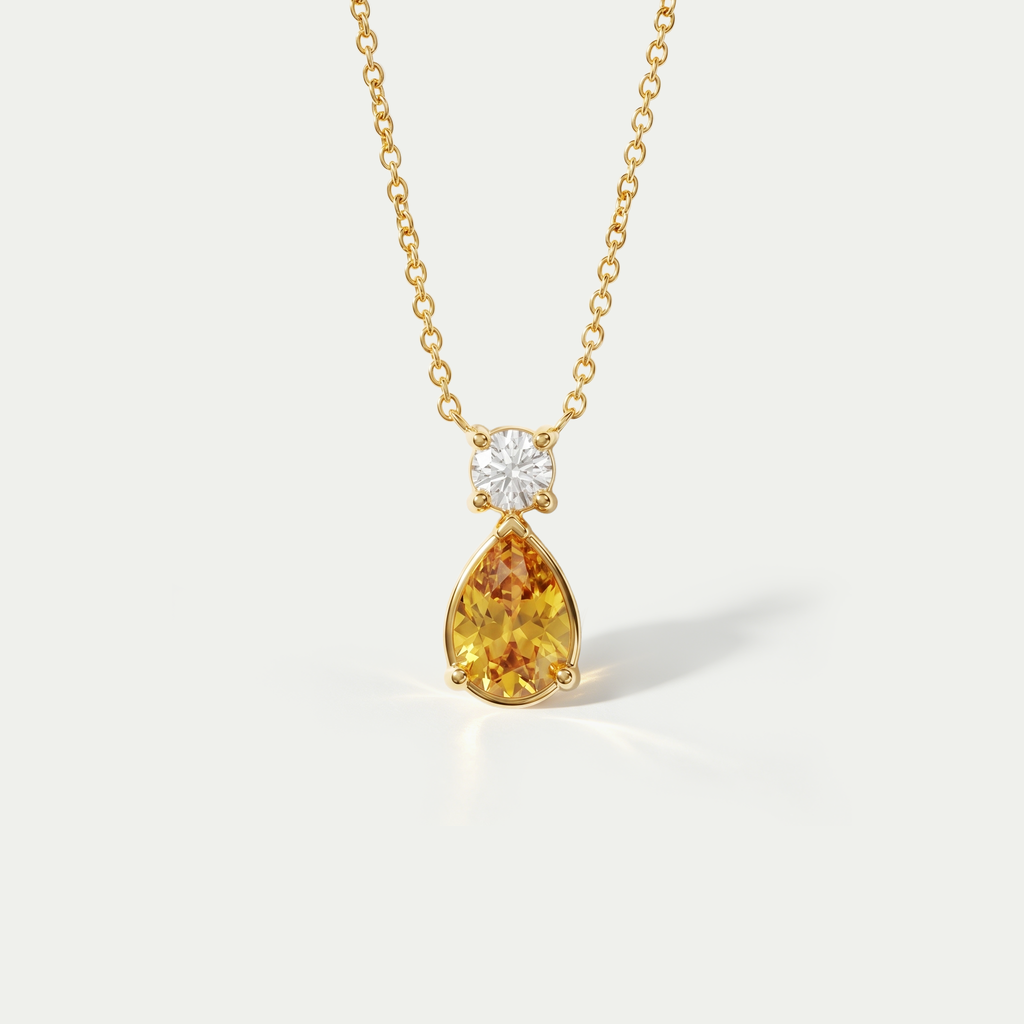 The Aura Birthstone Drop Necklace | 18K Gold Plated Bold Bezel Piece