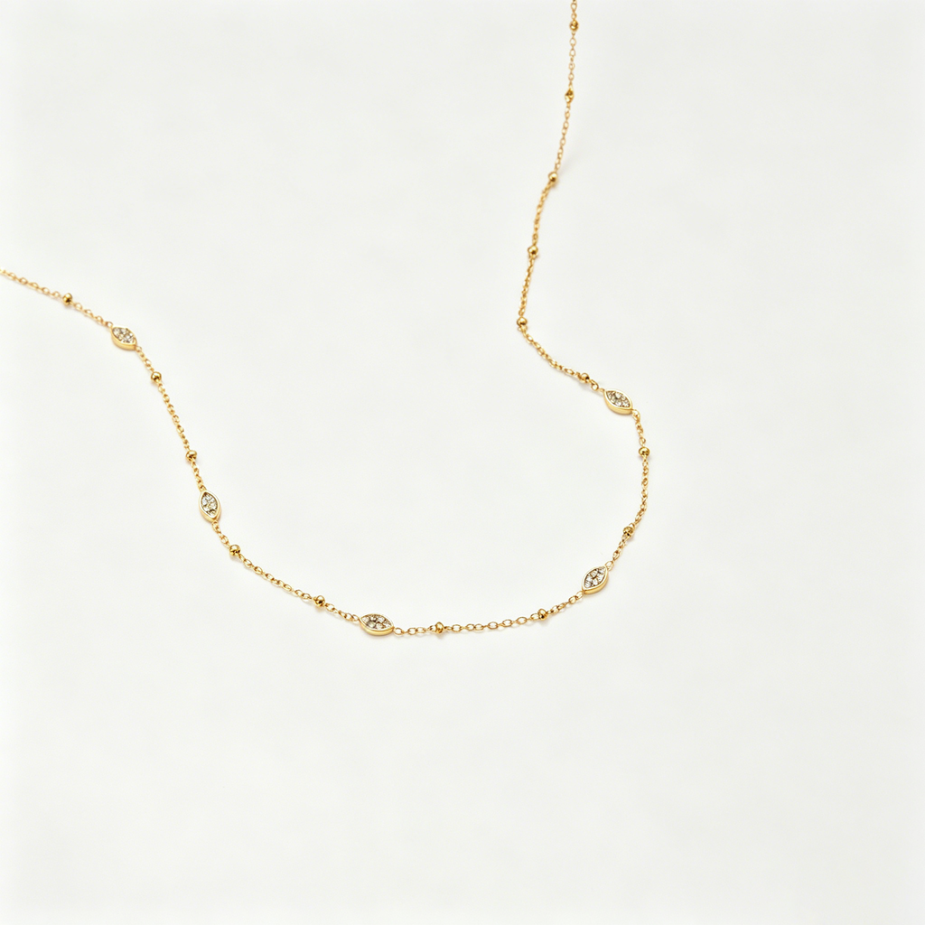 Astra Marquis Cubic Zirconia Layering Chain Necklace - 18K Gold Plated