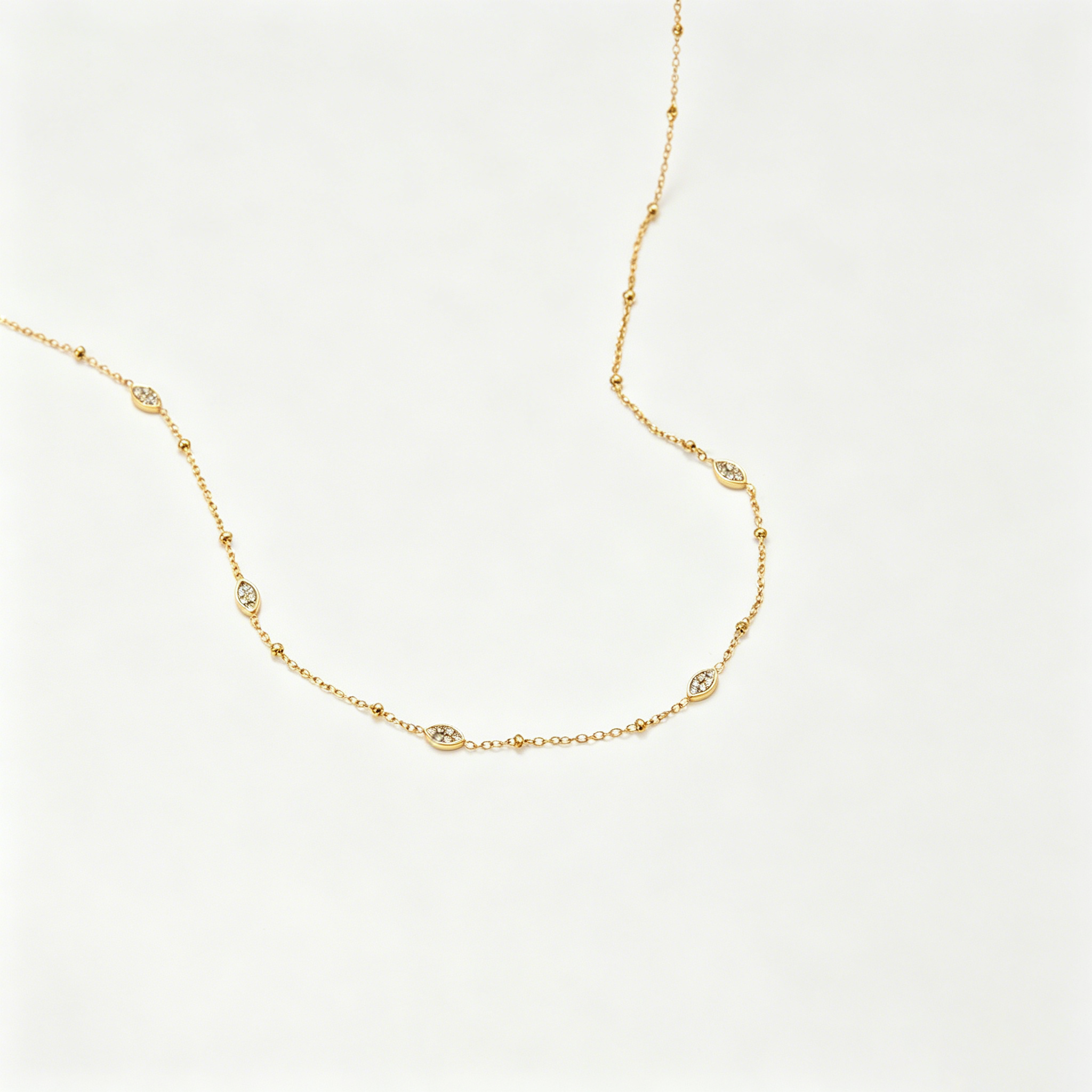 Astra Marquis Cubic Zirconia Layering Chain Necklace - 18K Gold Plated