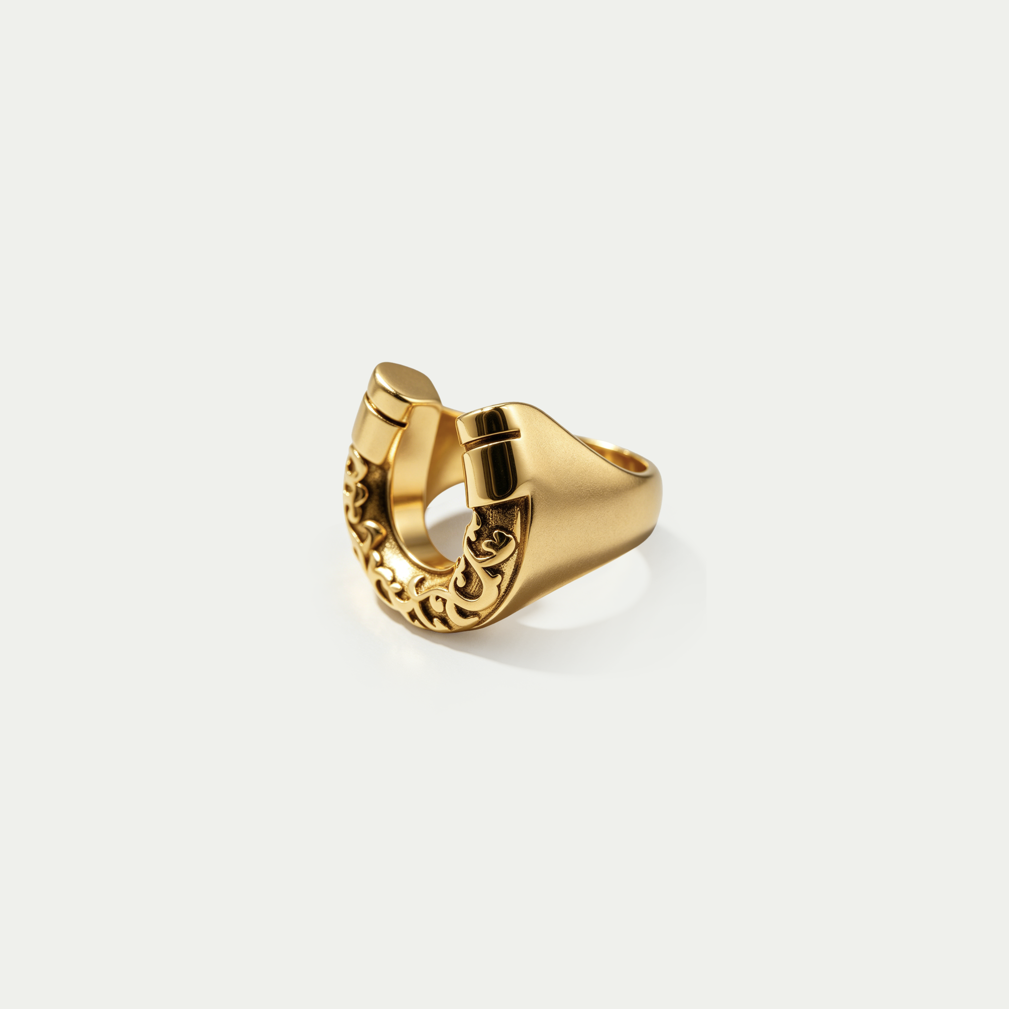 The Midnight Outlaw Ring Set | Vintage Gothic 18K Gold Plated Cowboy Hat & Horseshoe Statement Rings