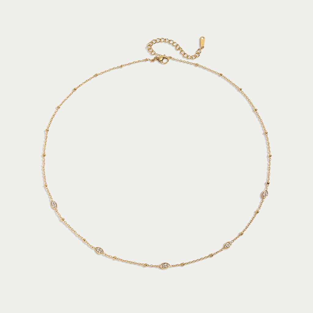 Astra Marquis Cubic Zirconia Layering Chain Necklace - 18K Gold Plated