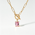 The Luna Birthstone Toggle Necklace | 18K Gold & Emerald-Cut Zircon