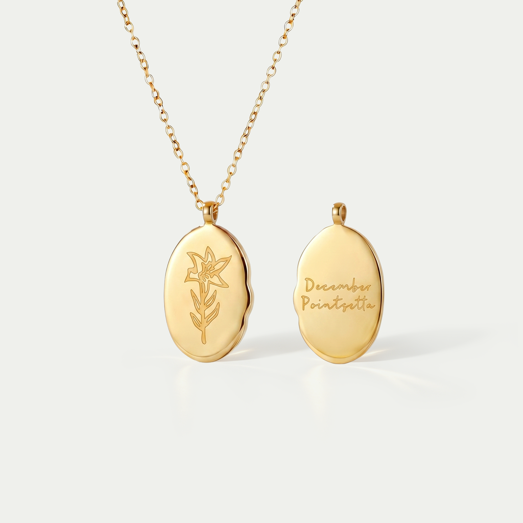 The Fleur Molten Disc Necklace | 18K Gold Plated Birth Month Flower Piece