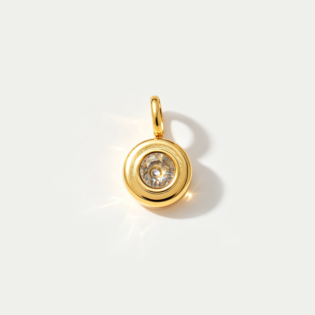 The Aura Prism Birthstone Charm | 18K Gold Plated Faceted Gemstone Pendant