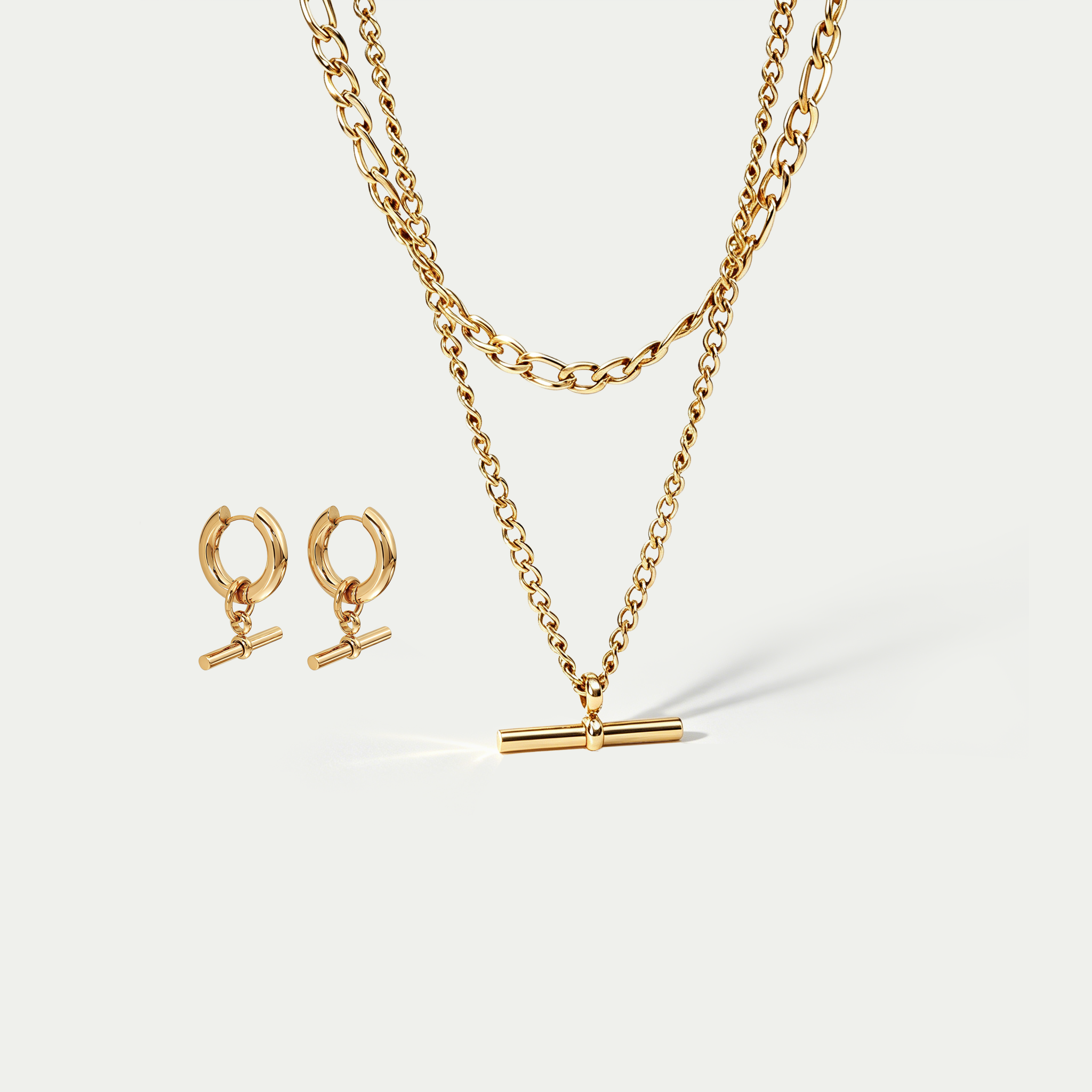 The Zenith Toggle & Curb Chain Set | 18K Gold Plated Starburst Jewelry Combo