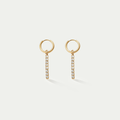 The Lumina Linear Crystal Huggies | 18K Gold Plated Dainty Pavé Bar Drop Earrings