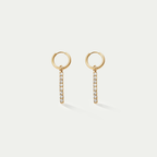 The Lumina Linear Crystal Huggies | 18K Gold Plated Dainty Pavé Bar Drop Earrings