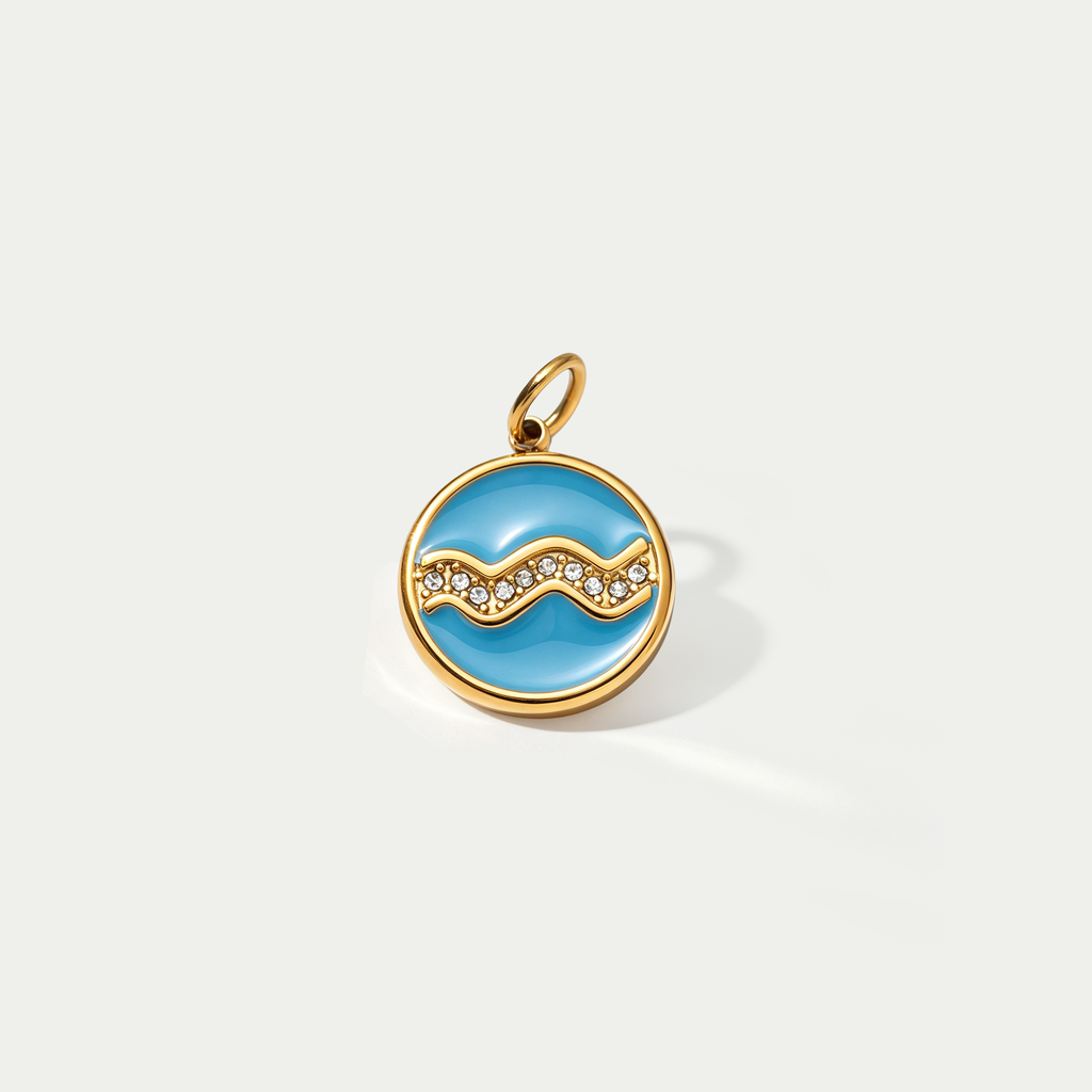 The Pave Celestial Coin | 18K Gold & Vibrant Enamel Zodiac Pendant