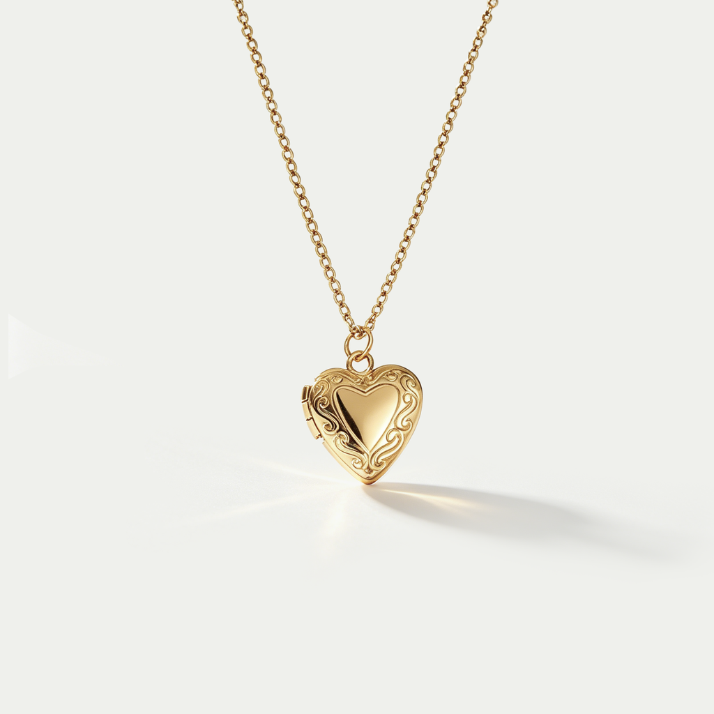 The Sanctuary Photo Locket | 18K Gold Plated Embossed Heart Necklace