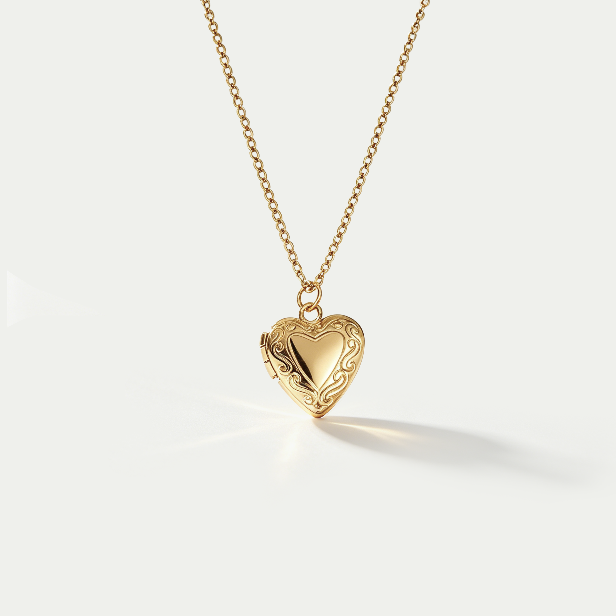 The Sanctuary Photo Locket | 18K Gold Plated Embossed Heart Necklace