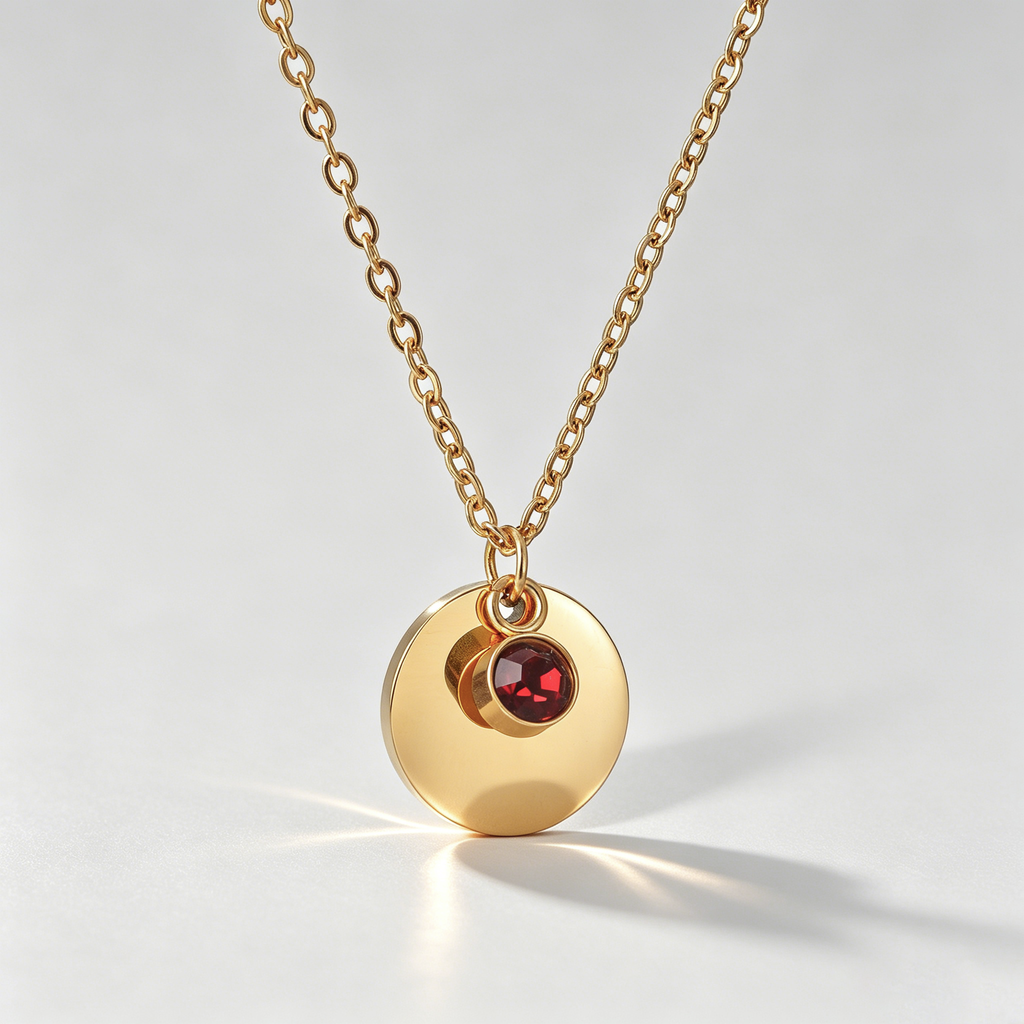 The Aura Birthstone & Disc Necklace | 18K Gold Plated Personalized Gift