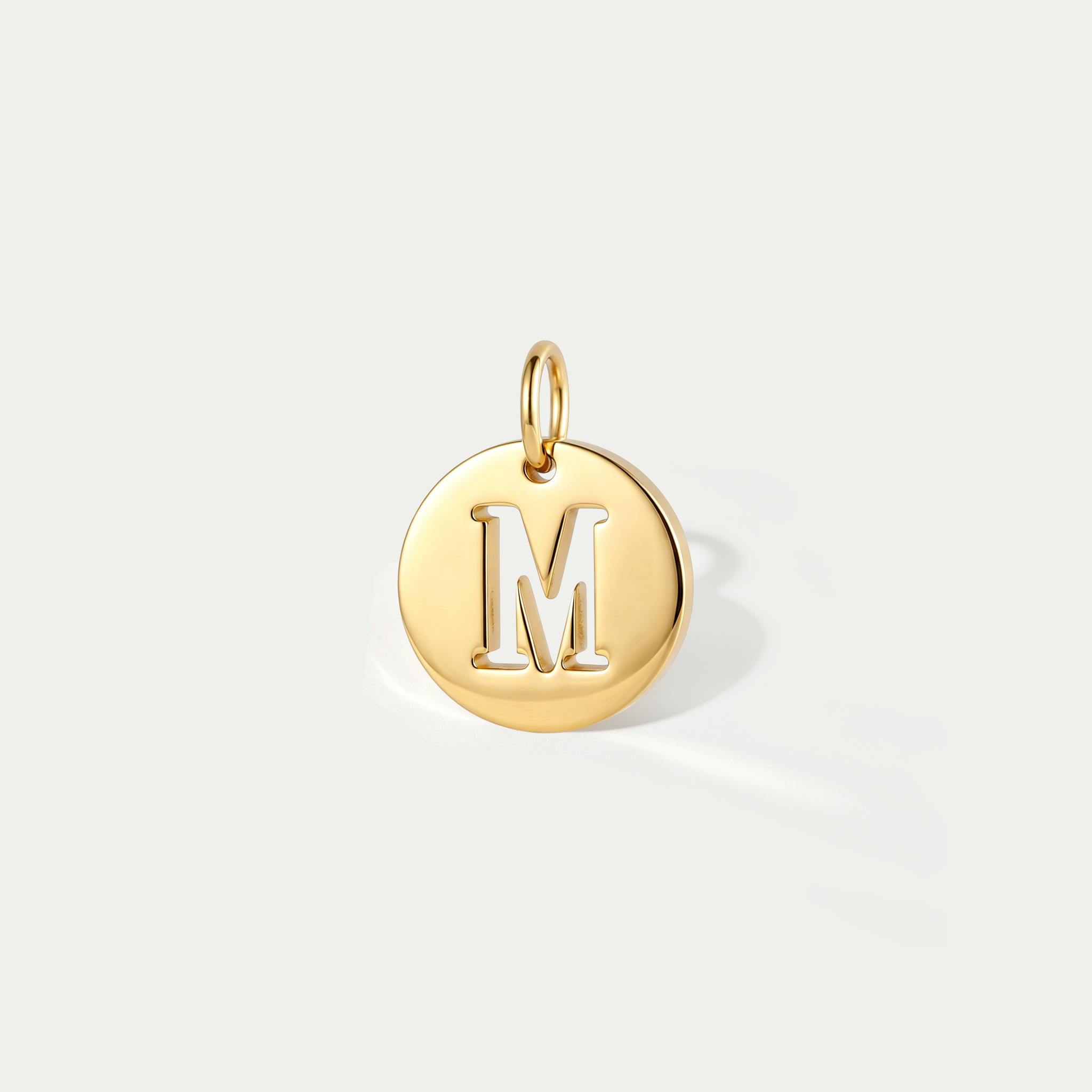 The Monogram Outline Puffy Disc Charm | 18K Gold Plated Laser Cutout Pendant