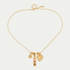 Aura Daisy & Heart Charm Necklace Set - 18K Gold PVD Waterproof