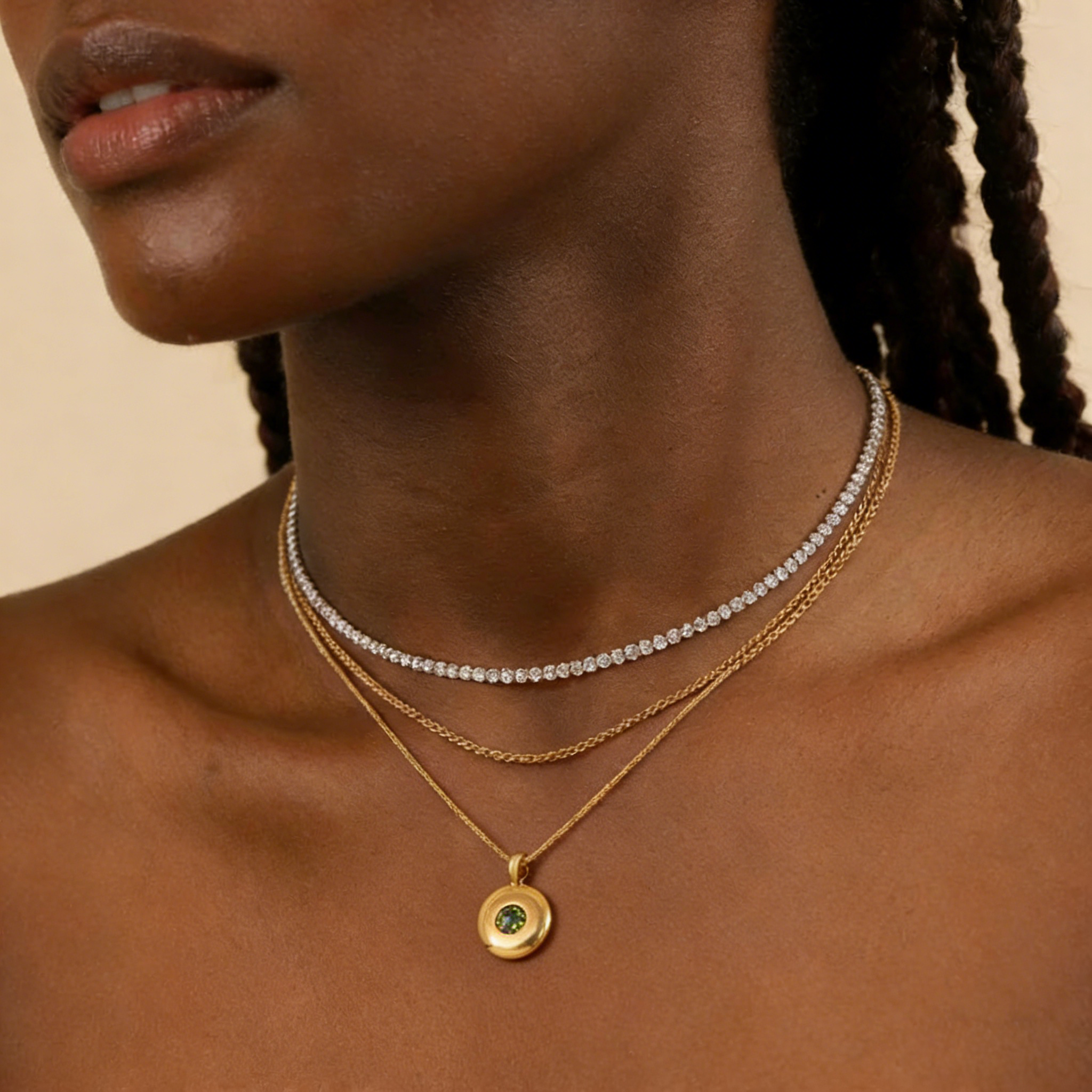 The Hammered Birthstone Disc | 18K Gold Plated Identity Necklace