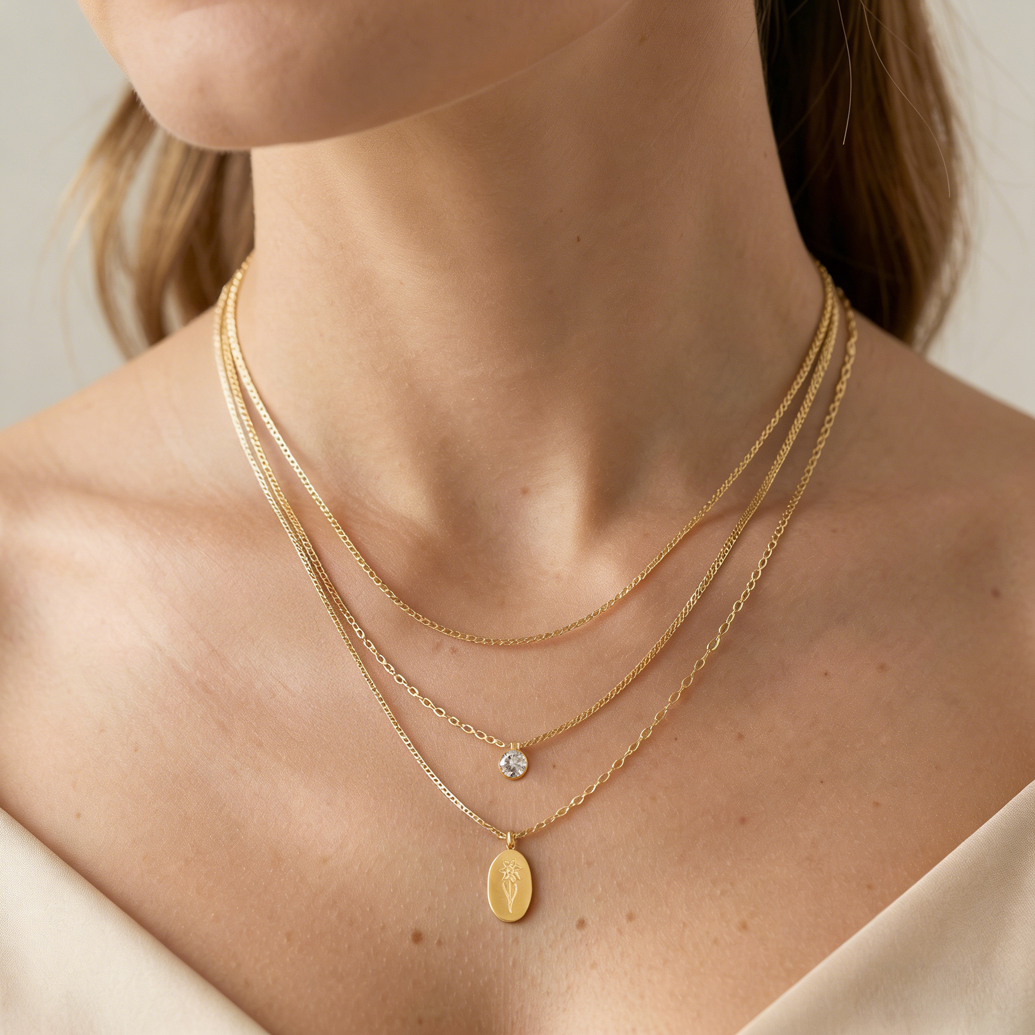The Fleur Molten Disc Necklace | 18K Gold Plated Birth Month Flower Piece