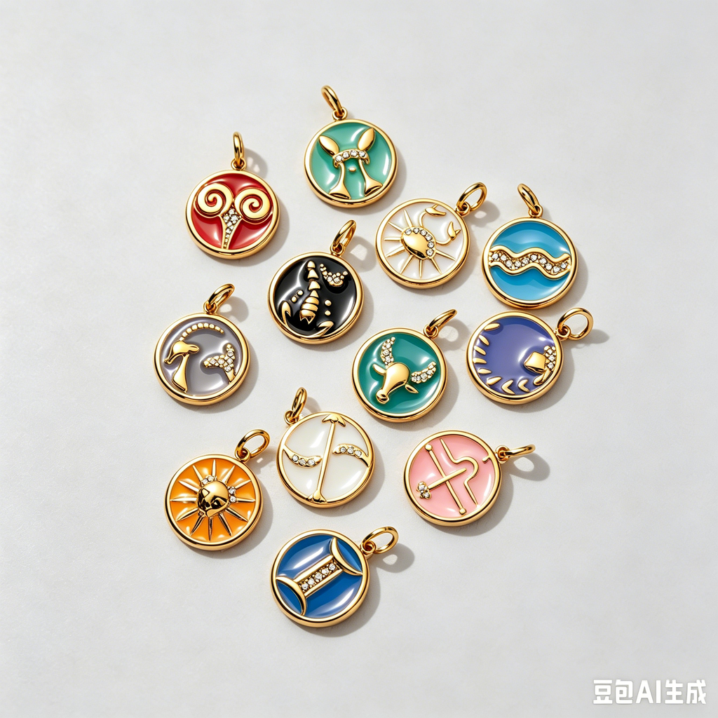 The Pave Celestial Coin | 18K Gold & Vibrant Enamel Zodiac Pendant