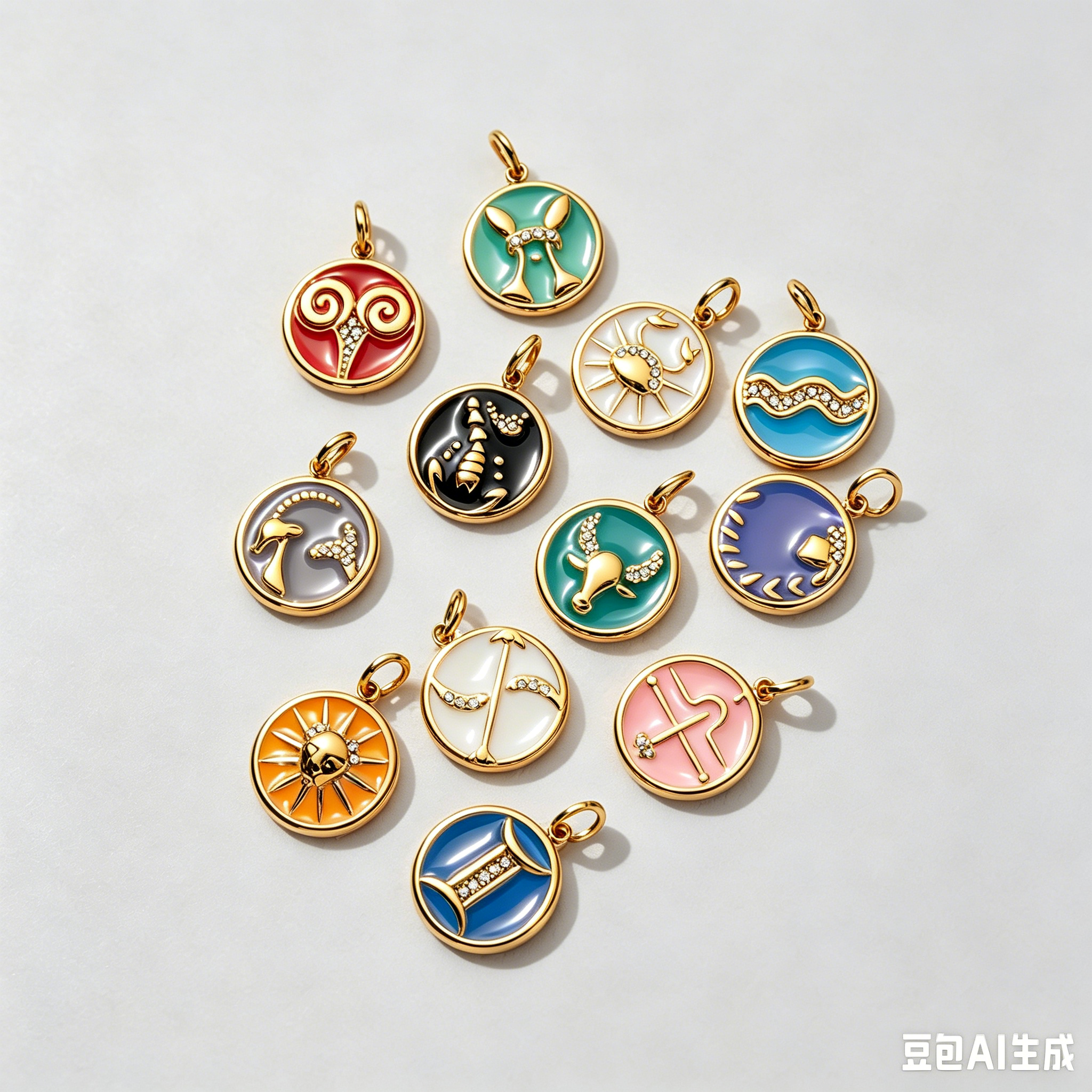 The Pave Celestial Coin | 18K Gold & Vibrant Enamel Zodiac Pendant
