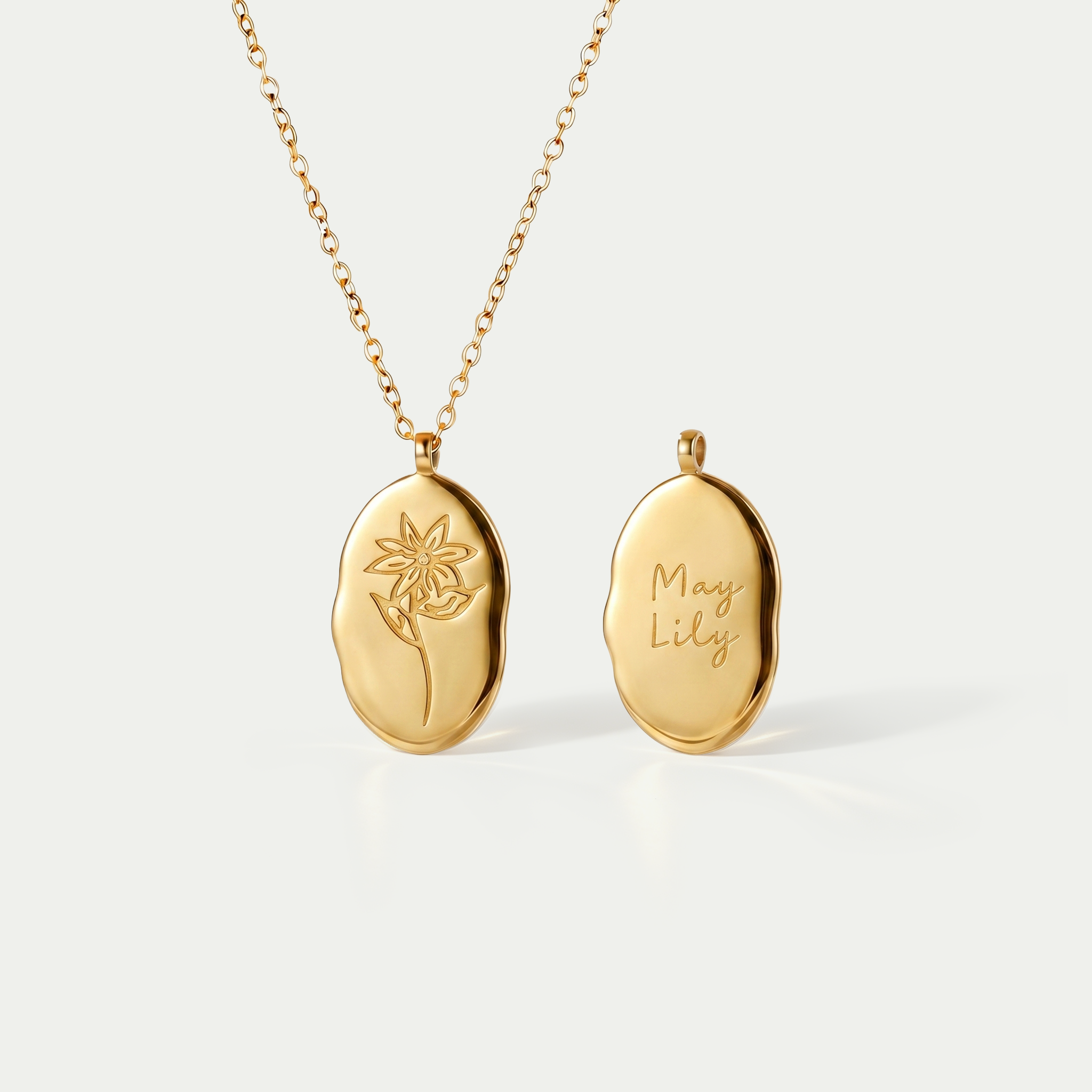 The Fleur Molten Disc Necklace | 18K Gold Plated Birth Month Flower Piece
