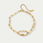 Astar Sunburst Carabiner Paperclip Chain Bracelet | 18K Gold Plated Waterproof DIY Charm Holder Jewelry