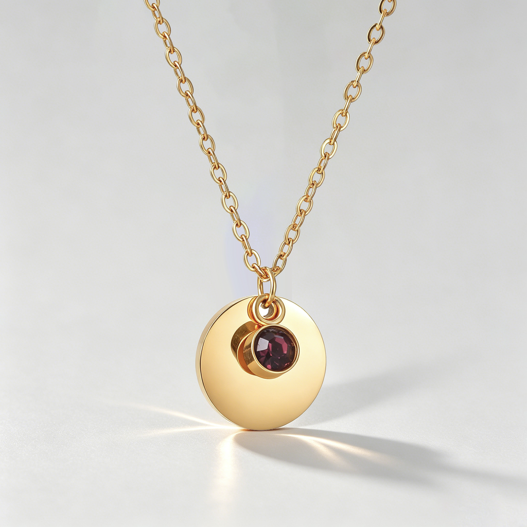The Aura Birthstone & Disc Necklace | 18K Gold Plated Personalized Gift